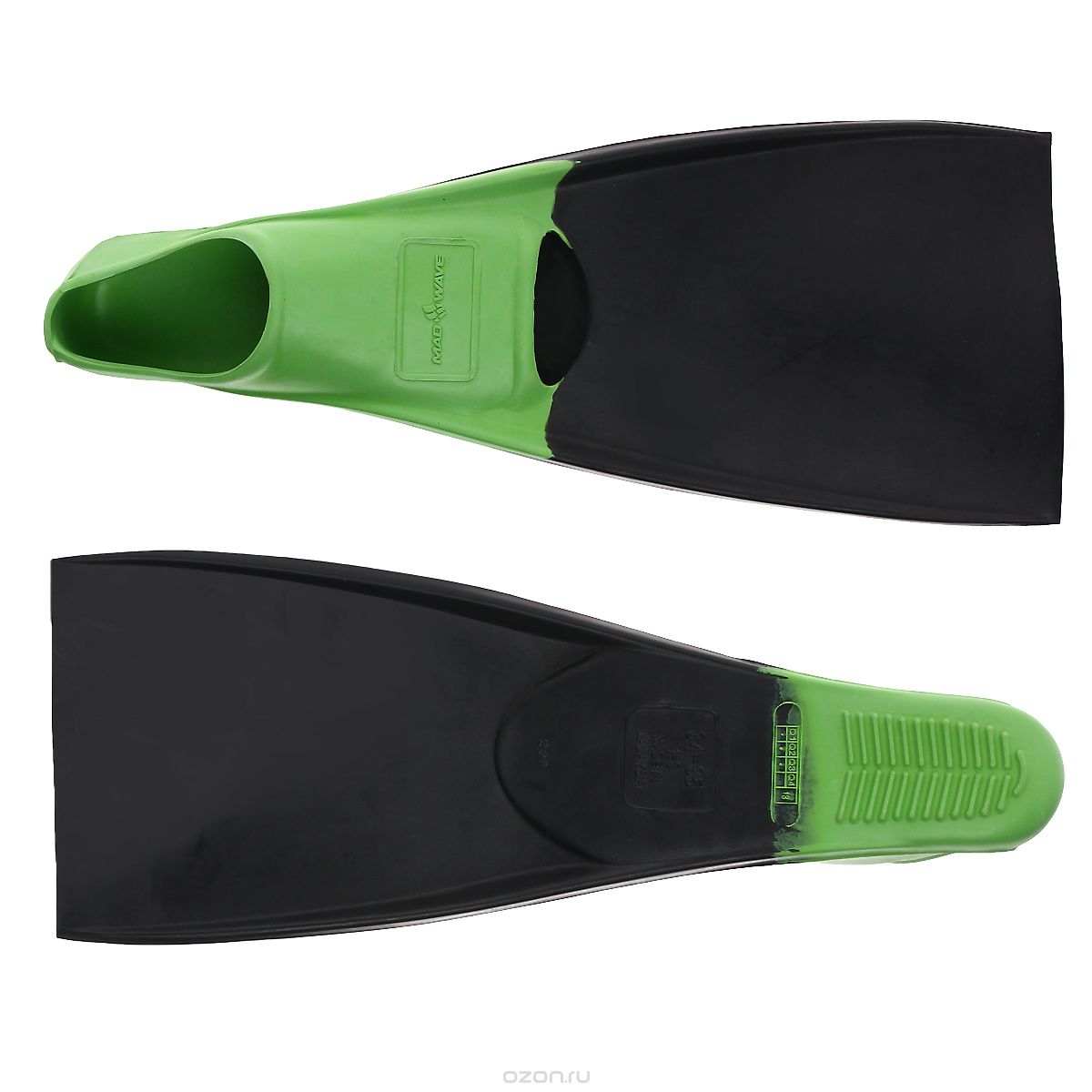 Ласты тренировочные детские для плавания Mad Wave “Kids Fins”, цвет: черный, зеленый. Размер 34/35